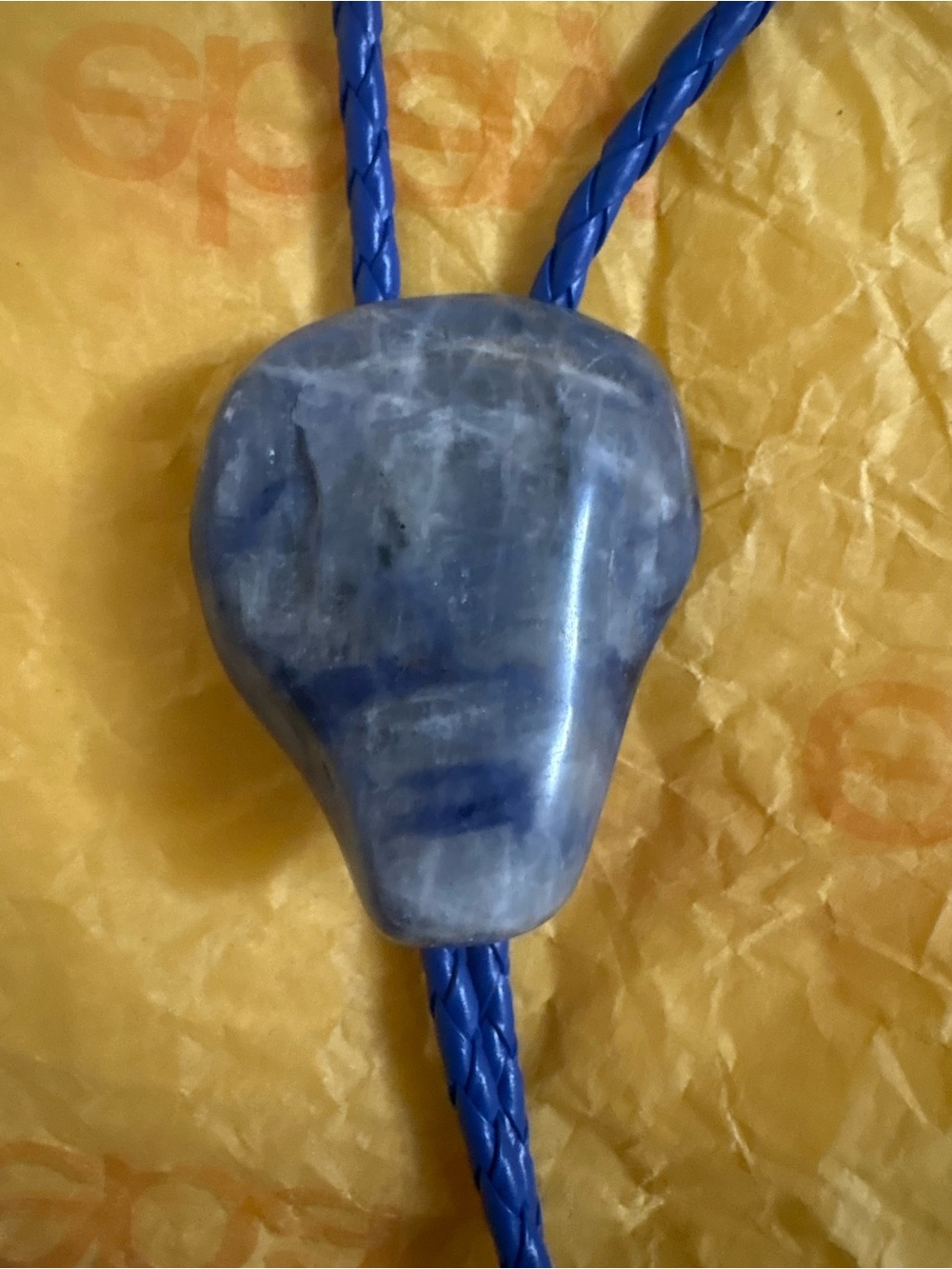 Blue Stone Slide Pendant Bolo Tie